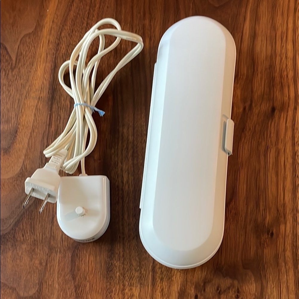 White Electronic Device with Power Adapter